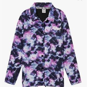 🦋Vintage Coaches Jacket Victoria's Secret Oversized Tie Dye Watercolor SZ M EUC